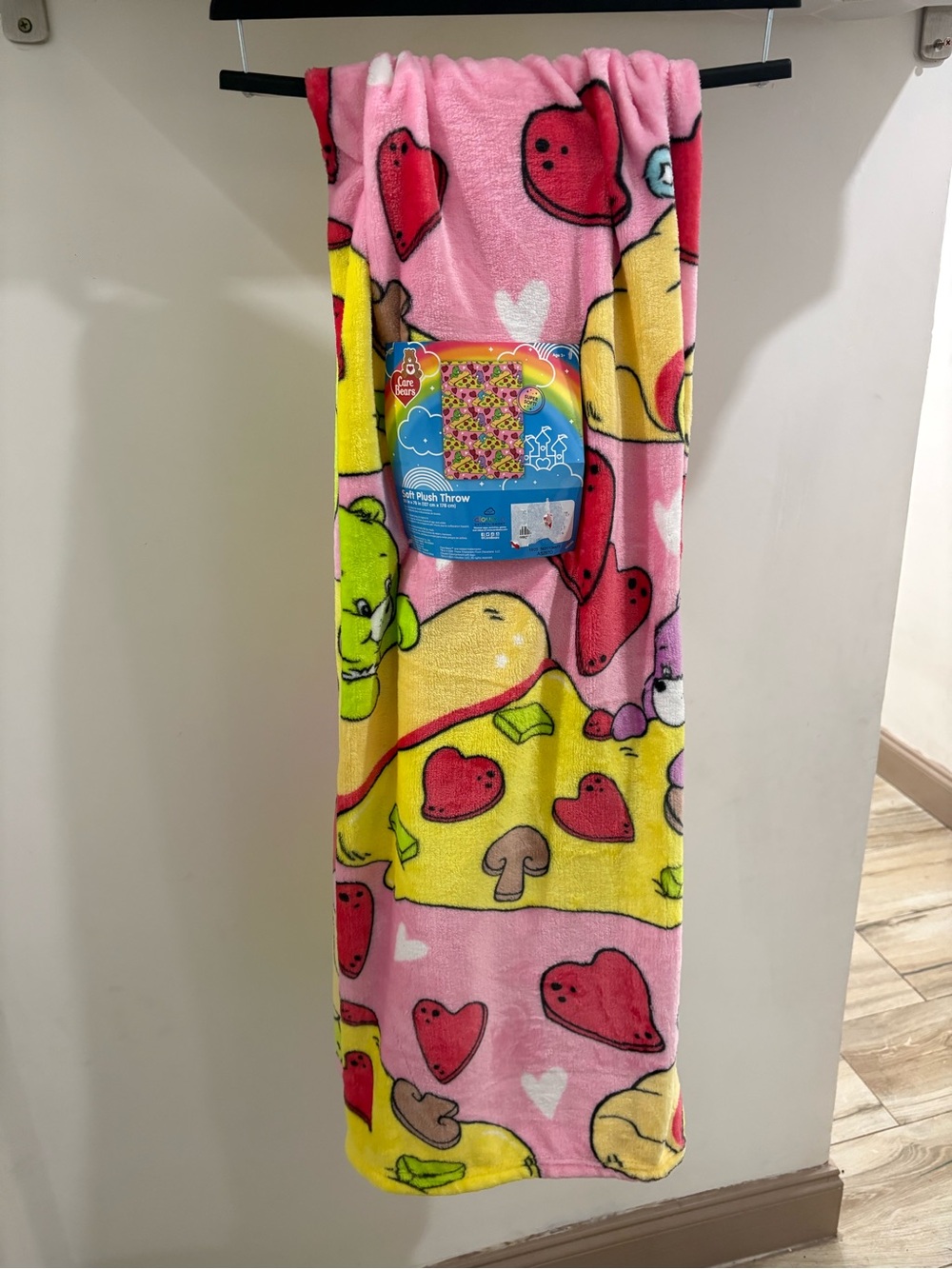 Care Bears Super Soft Plush Throw Blanket 50 x 70 Pink Hearts Polyester